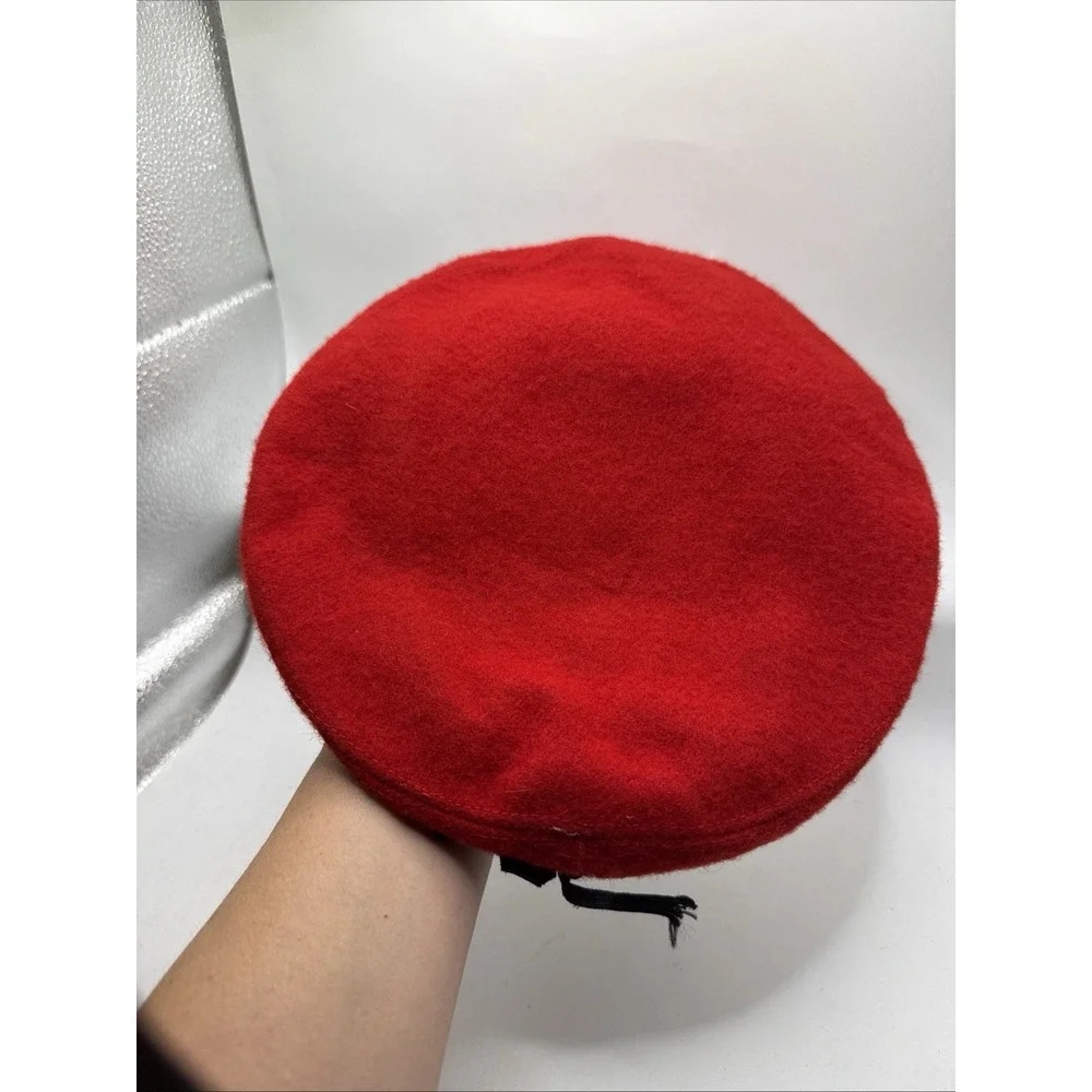 Vtg Official 1970s Boy Scouts BSA Red 100% Wool Beret Hat L